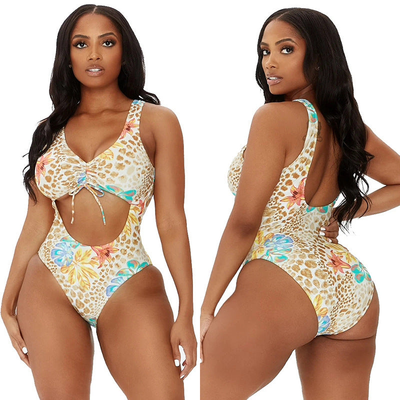 Damen Cut-Out Badeanzug mit floralem Design und verstellbaren Trägern R&B