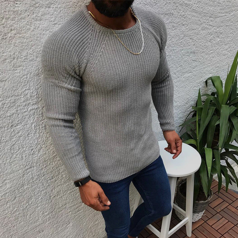 Herren Strickpullover mit strukturierter Oberfläche und Raglanärmeln R&B