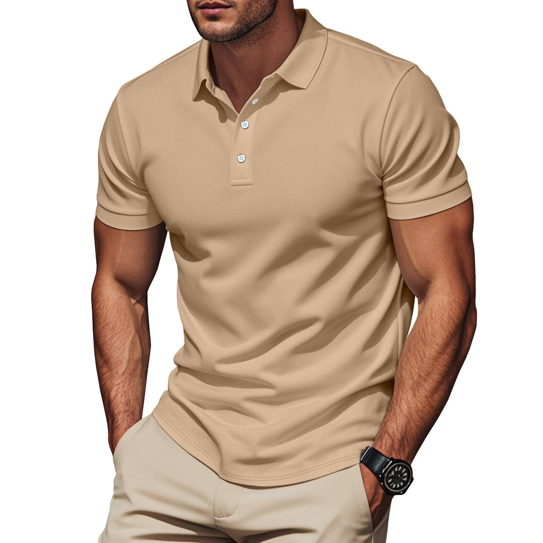 Herren nan Pima-Baumwoll-Polo mit Kentkragen, schmaler Silhouette und verstärkter Knopfleiste R&B