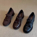 Damen elegante Schnürschuhe mit dekorativen Schleifen und komfortablem Blockabsatz R&B