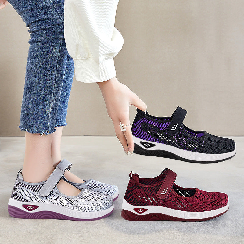 Damen Bequeme Sport-Sneaker mit verstellbarem Klettverschluss und atmungsaktivem Mesh-Obermaterial R&B