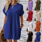Damen Lockeres T-Shirt-Kleid mit praktischen Taschen und lässigem Design