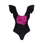 Damen Badeanzug mit elegantem Wickeldetail und langem, ombrefarbigem Rock R&B