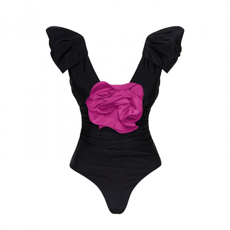 Damen Badeanzug mit elegantem Wickeldetail und langem, ombrefarbigem Rock R&B
