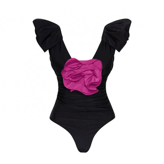 Damen Badeanzug mit elegantem Wickeldetail und langem, ombrefarbigem Rock R&B