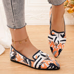 Damen elegante Ballerinas mit modischem Knotendesign und floralem Muster R&B
