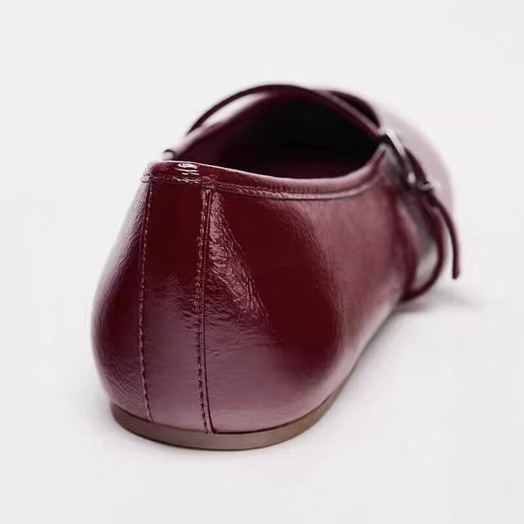 Damen Ballerinas mit verstellbarem Riemen und glänzendem Obermaterial R&B