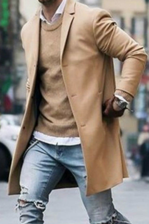 Herren eleganter Mantel mit hochwertigen Details R&B