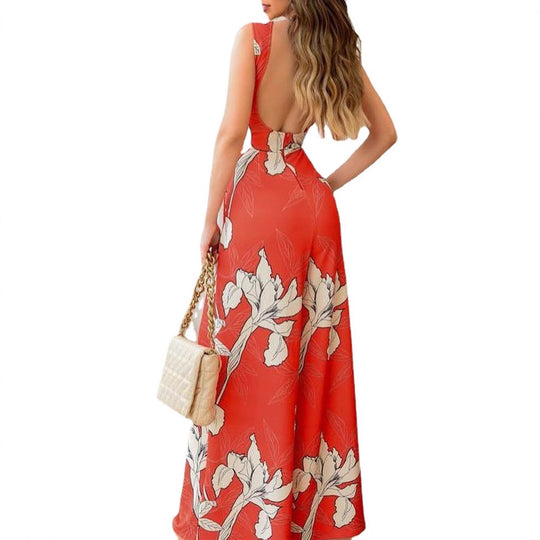 Damen Modischer Jumpsuit mit floralen Akzenten und weitem Bein R&B
