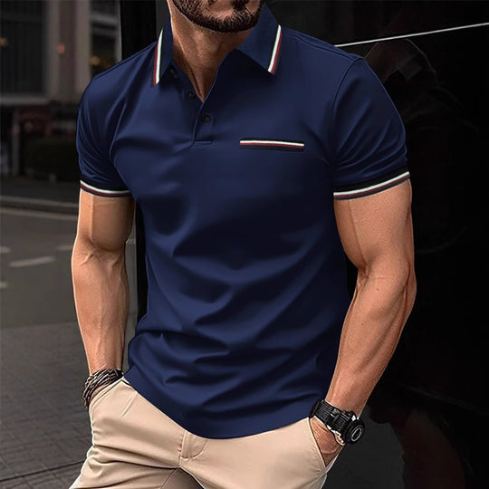 Herren Poloshirt mit kontrastierenden Akzenten und modernem Schnitt R&B