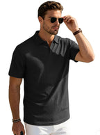 Herren nan elegantes Kurzarm-Polo aus strukturierter Micro-Jacquard-Baumwollmischung mit formstabilem Hemdkragen R&B