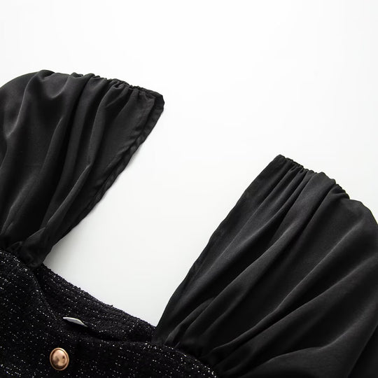 Damen Wickelbluse mit voluminösen Puffärmeln und dekorativen Knopfdetails R&B