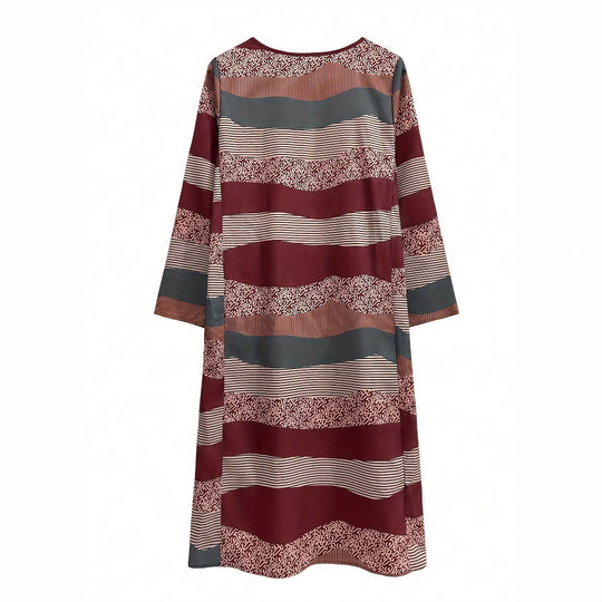 Damen lässiges Maxikleid mit modernem Streifen-Design und bequemem Schnitt R&B