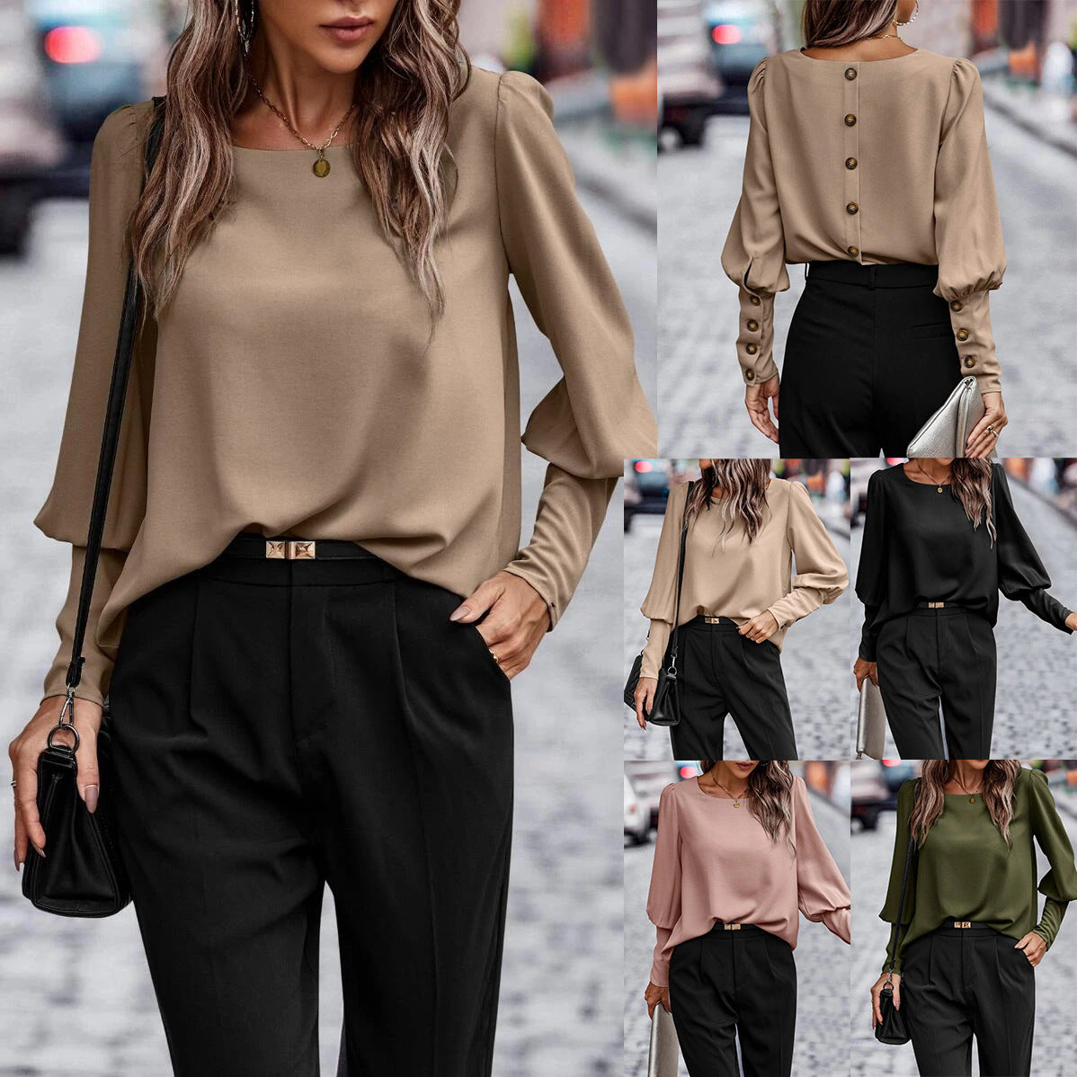 Damen Elegantes Oberteil mit Puffärmeln und sanftem Schnitt R&B