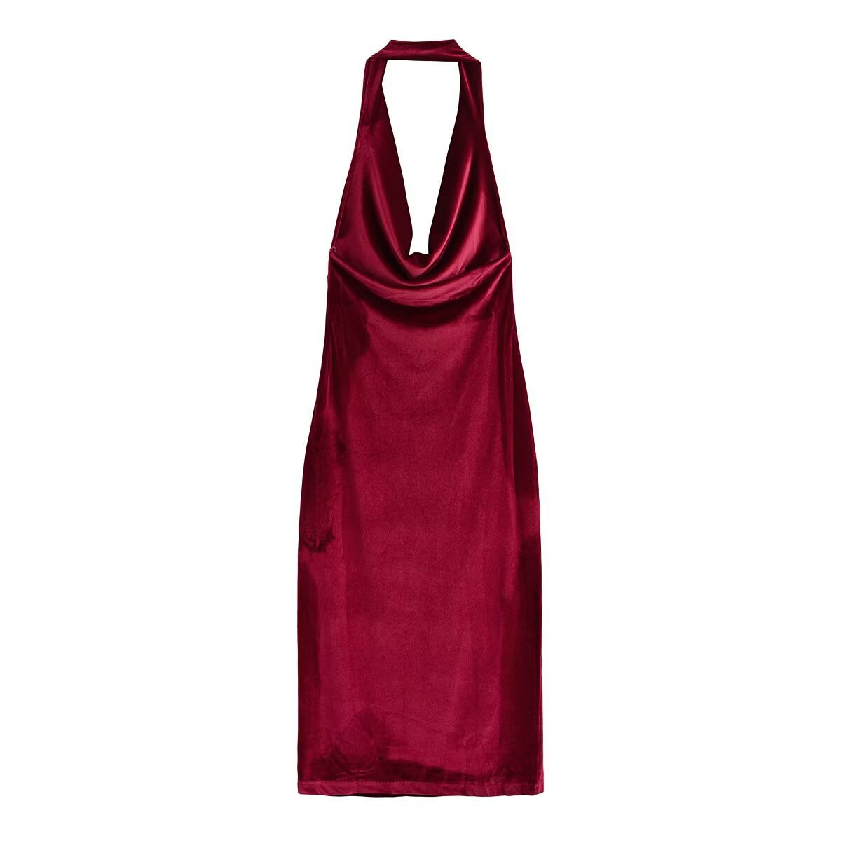 Damen elegantes Maxikleid mit tiefem V-Ausschnitt und fließendem Satin-Finish R&B
