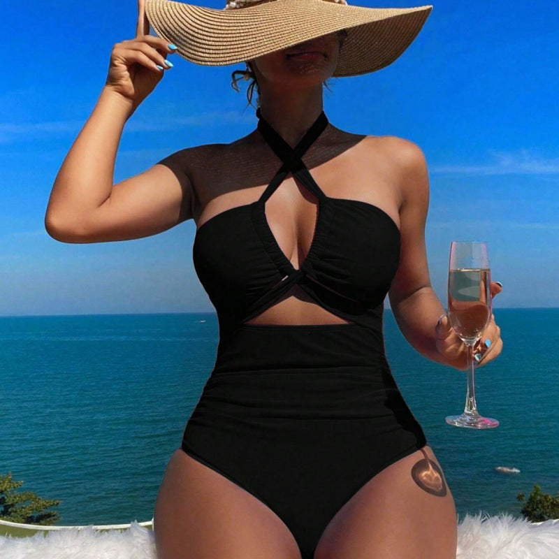 Damen Hochgeschnittener Cut-Out Badeanzug mit verstellbaren Trägern R&B