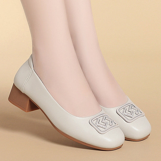 Damen Elegante Ballerinas mit modischem Schmuckdetail und bequemem Blockabsatz R&B