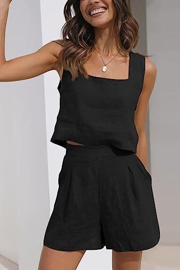 Damen Leichte Sommerbluse und Shorts Set R&B