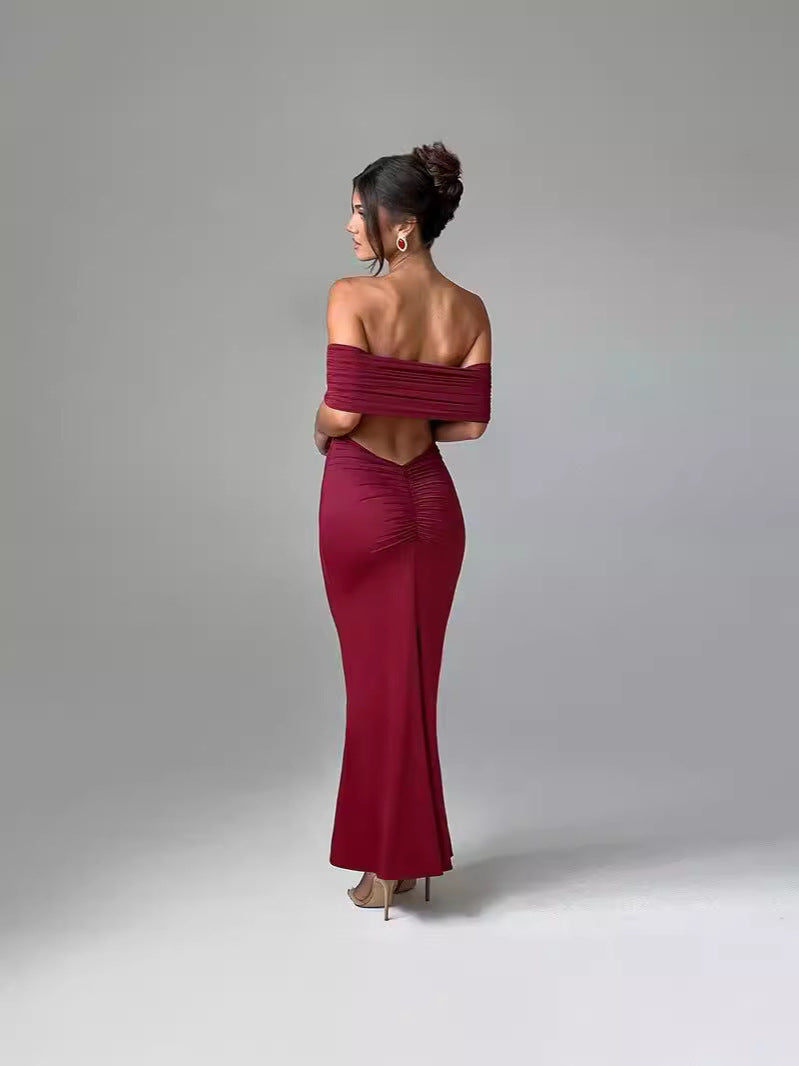 Damen Elegantes Abendkleid mit trägerlosem Design und gerafften Details