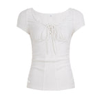 Damen Figurbetontes Rüschenoberteil mit Kordelzug R&B