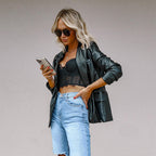 Damen Gefütterte Wide-Leg Jeans mit modischen Rissen und hohem Bund R&B