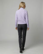 Warme Damen Strickjacke mit Zopfmuster Reißverschluss und halbem Rollkragen