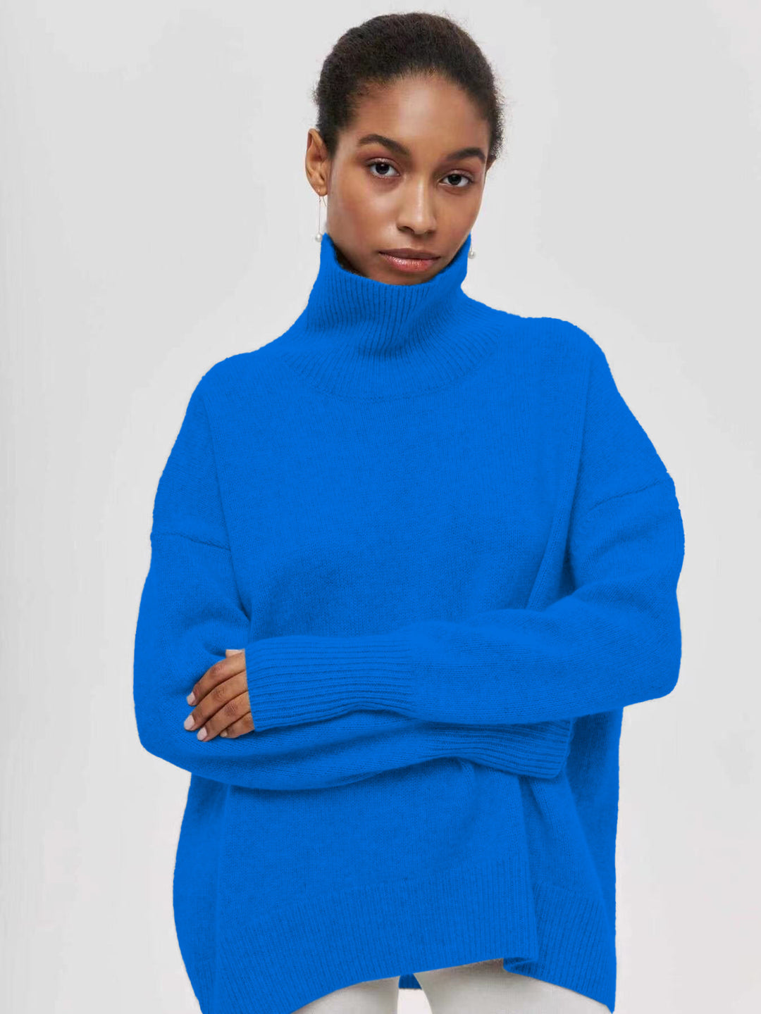 Damen gemütlicher Rollkragenpullover mit Oversized-Schnitt und strukturiertem Material R&B