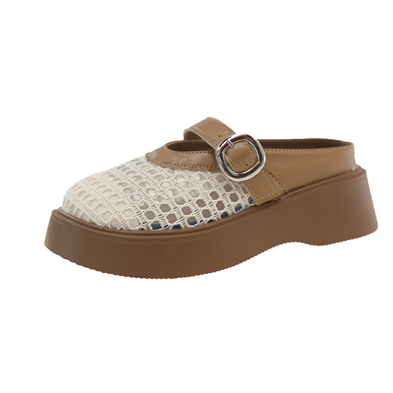 Damen Komfortable Clogs mit trendy Netzdesign und modischer Schnalle R&B