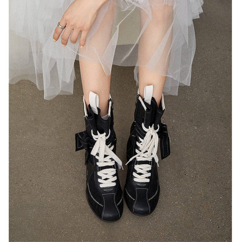 Damen modische Freizeitstiefel mit stylishen Schnürdetails und hohem Komfort R&B