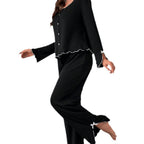 Damen Schlafanzug-Set mit eleganten Spitzenverzierungen R&B