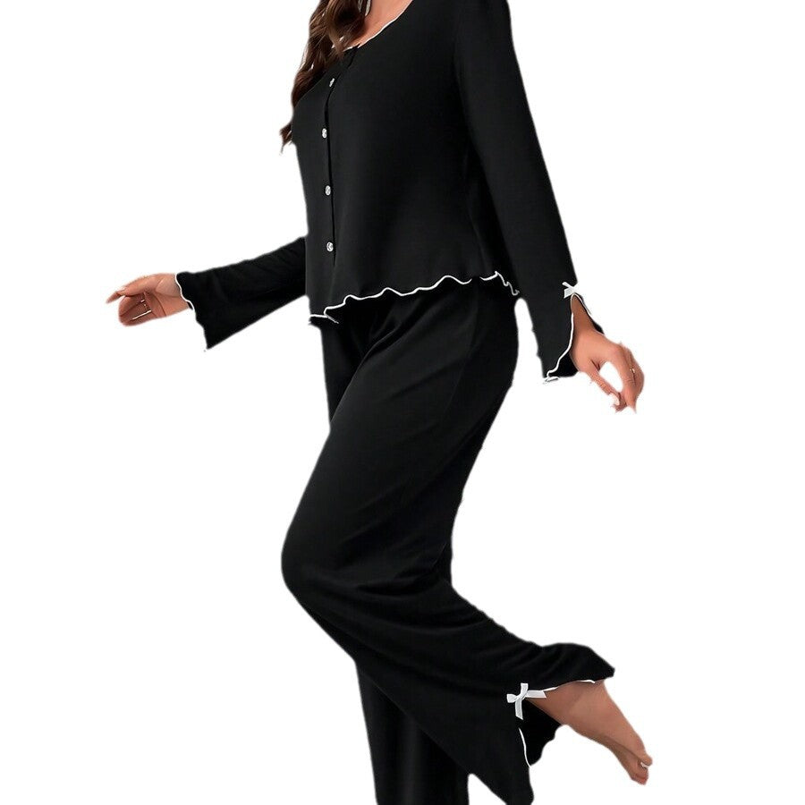 Damen Schlafanzug-Set mit eleganten Spitzenverzierungen R&B