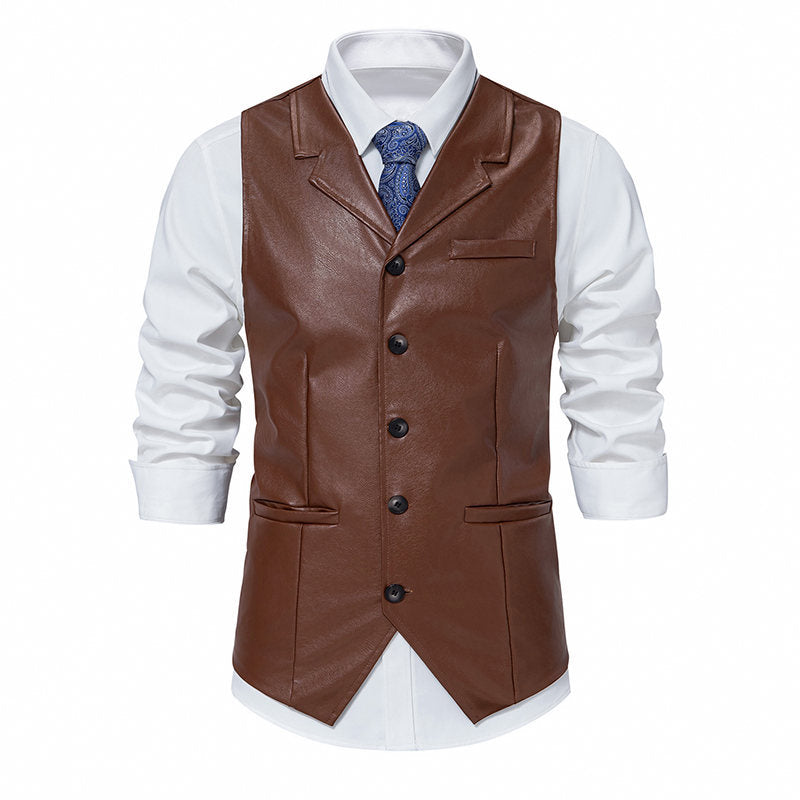 Herren elegante Kunstlederweste