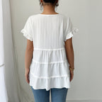Damen Rüschenshirt mit dekorativen Borteinsätzen R&B
