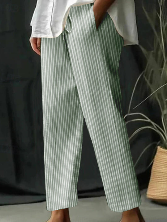 Damen Freizeithose mit gestreiftem Design und komfortablem Bund R&B