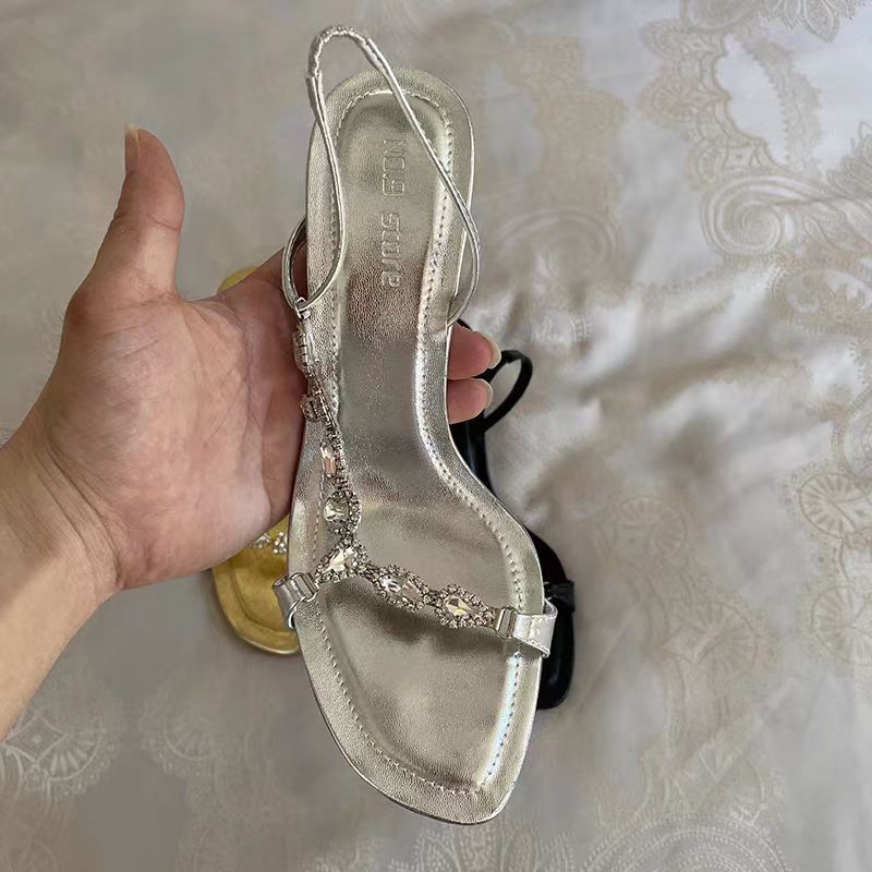Damen elegante Hochhackige Sandalen mit Strassverzierungen R&B