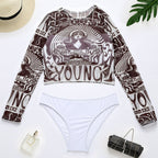 Damen Sportlicher Crop-Top mit langem Arm und eleganten Print R&B