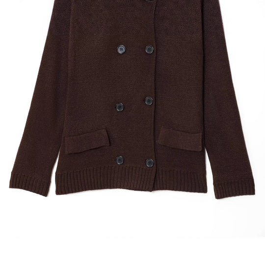Damen elegante Strickjacke mit doppelter Knopfleiste und praktischen Taschen R&B