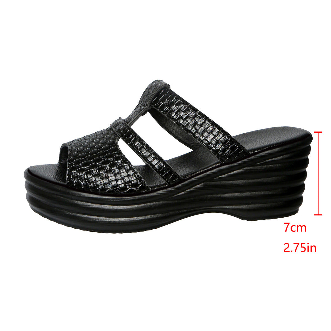 Damen Wedge-Pantoletten mit elegantem Geflecht und komfortablem Fußbett R&B
