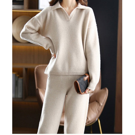 Damen Elegante Strickjacke mit Kragen und weitem Schnitt R&B