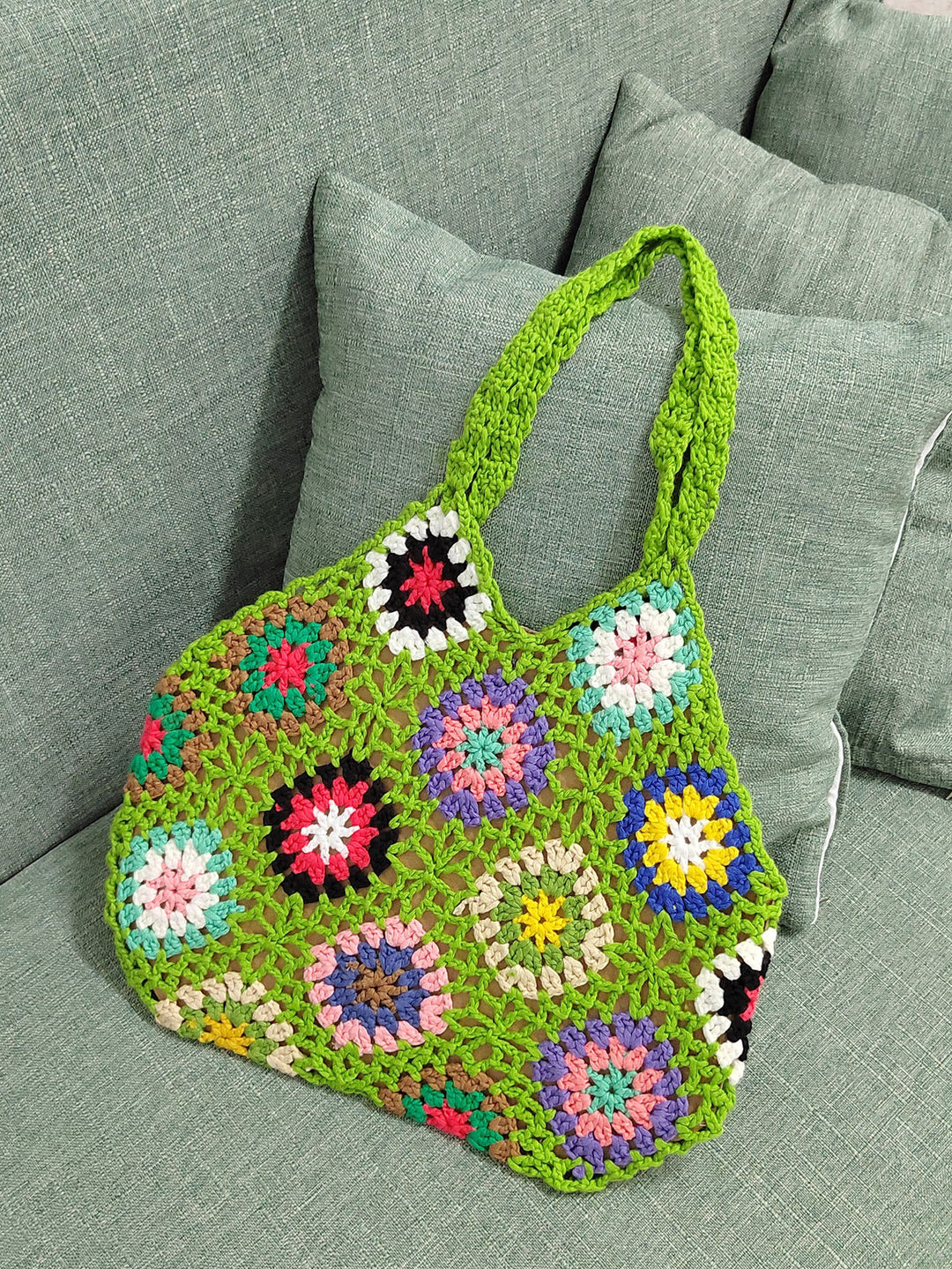 Damen Handgefertigte Häkel-Shopper-Tasche R&B