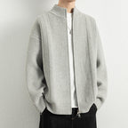 Herren Strickjacke mit modernem Zipper und strukturierter Oberfläche