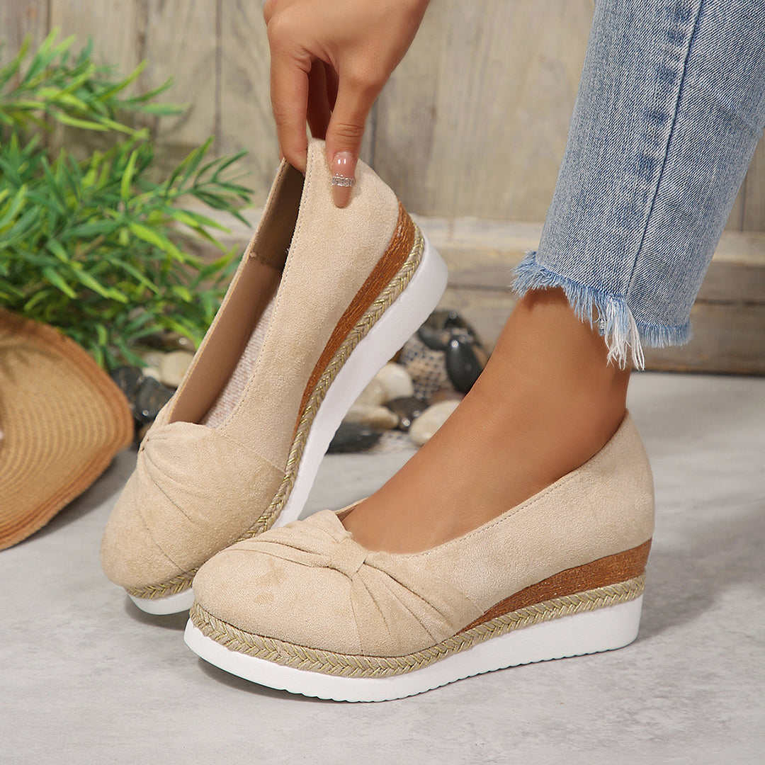 Damen Wedge-Pantoletten mit dekorativem Knoten R&B