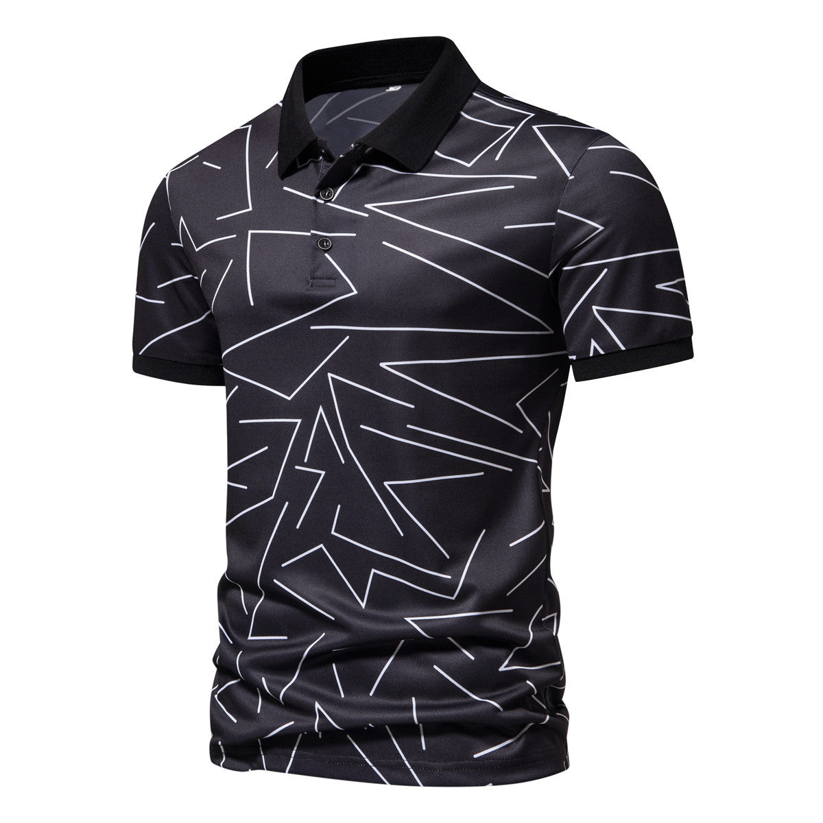 Herren Poloshirt mit modernem geometrischem Muster und atmungsaktiven Eigenschaften
