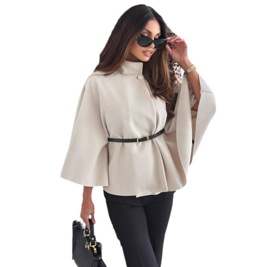 Damen modische Umhängejacke mit stylischem Gürteldetail R&B