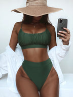 Damen Hochtailliertes Bikini-Set mit gerafftem Oberteil