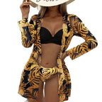 Damen geraffte Strandüberjacke mit floralem Muster R&B