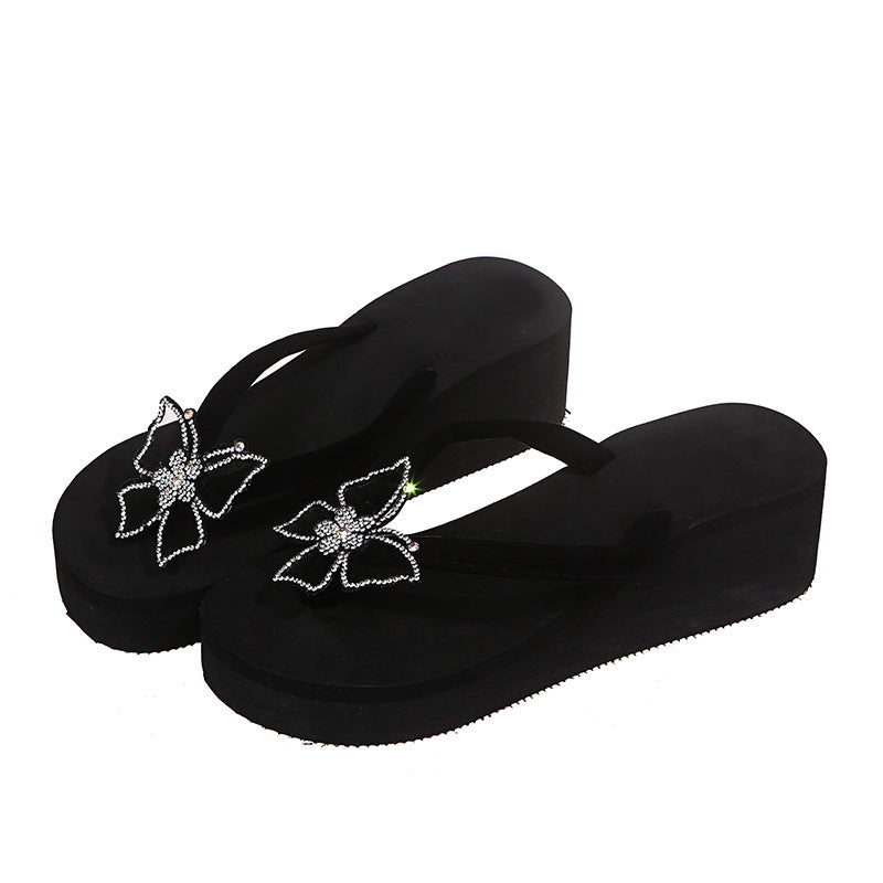 Damen Wedge-Zehentrenner mit glamourösem Blumendesign und rutschfester Sohle R&B