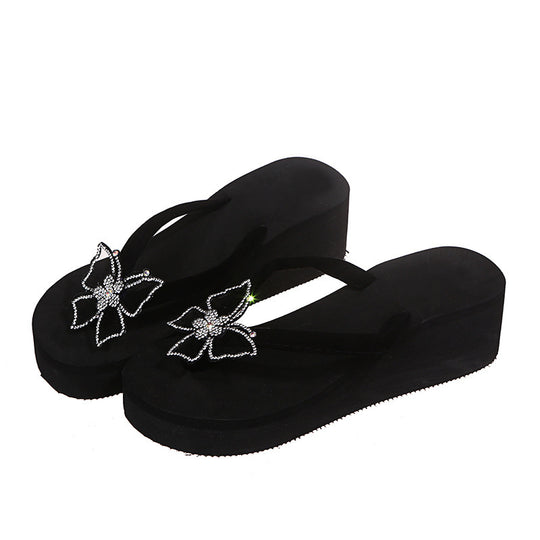 Damen Wedge-Zehentrenner mit glamourösem Blumendesign und rutschfester Sohle R&B
