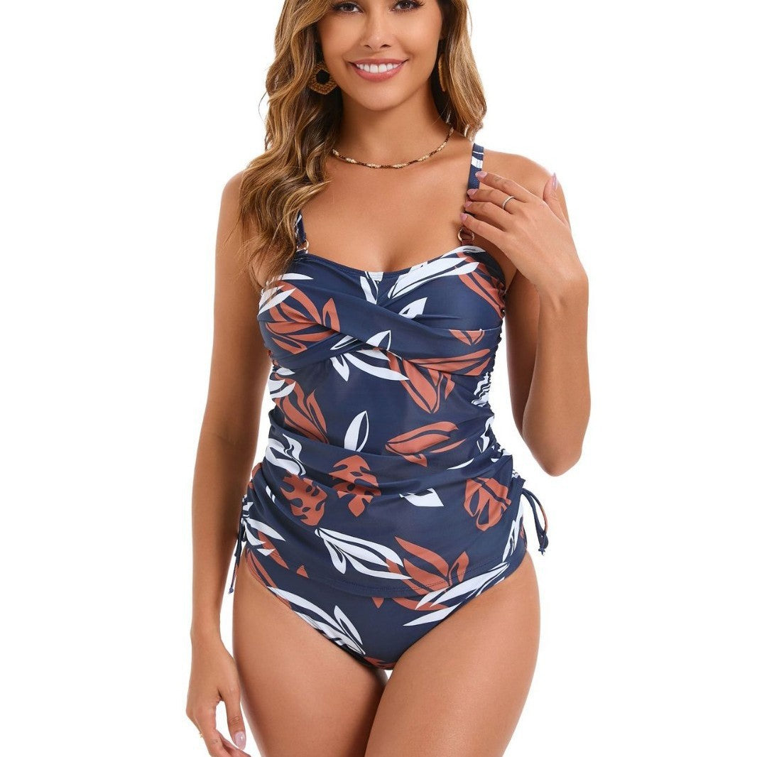 Damen Tankini mit raffinierten Raffungselementen und floralem Design R&B