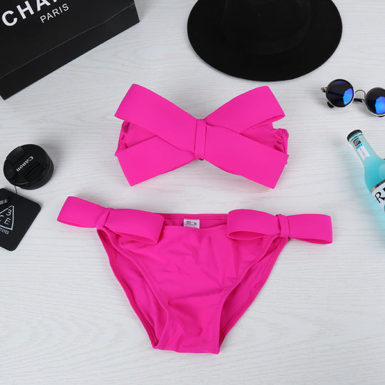 Damen Bandeau Bikini mit auffälligen Schleifen R&B